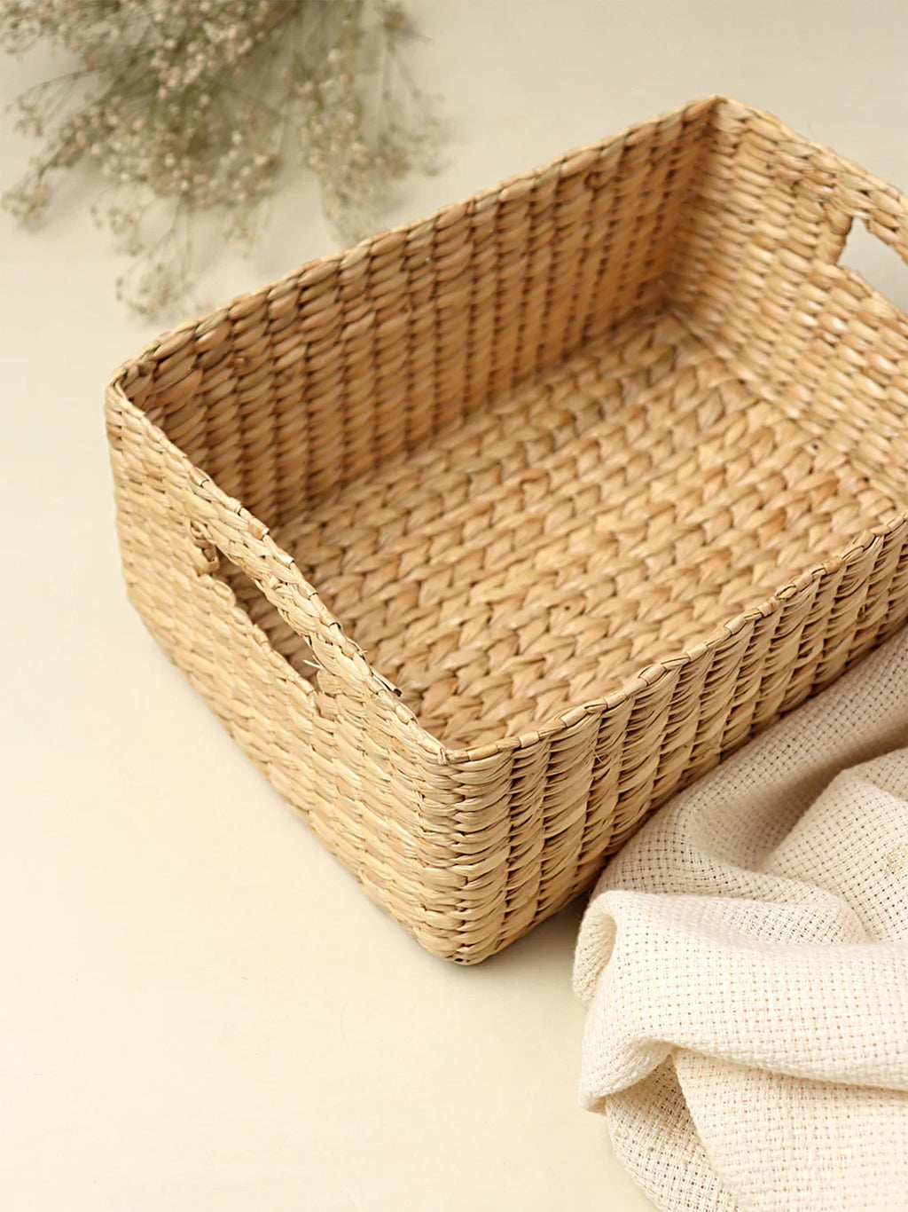 Handmade Seagrass Storage Basket for Shelves and Decorative Home Display