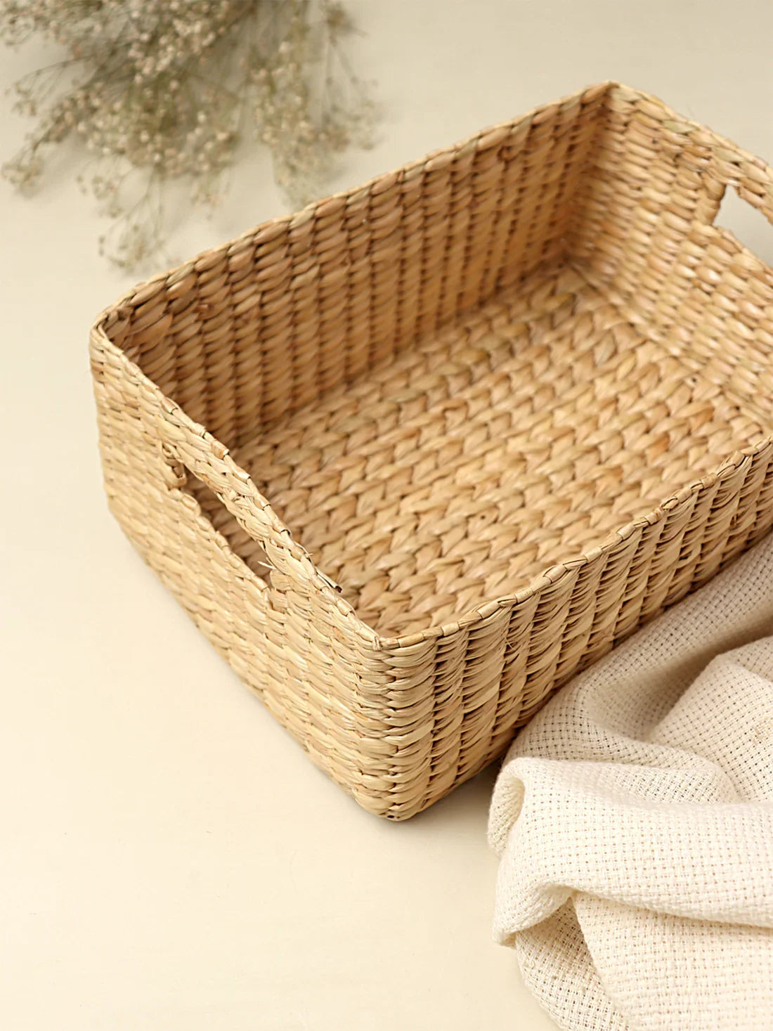 Handmade Seagrass Storage Basket for Shelves and Decorative Home Display