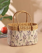 Handcrafted Seagrass Tiffin Basket for Lunch, Travel & Beach Picnics