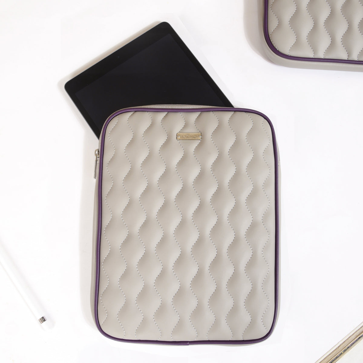 Premium Vegan Leather iPad Cover Grey Nestasia
