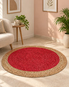 Handwoven Natural Round Jute Carpet For Living Room