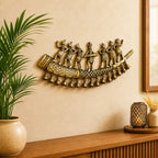 Brass Tribal Folk Dancers On Shehnai With Bell Wall Hanging (8 Inch) Vedansh Craft