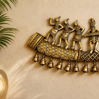 Brass Tribal Folk Dancers On Shehnai With Bell Wall Hanging (8 Inch) Vedansh Craft