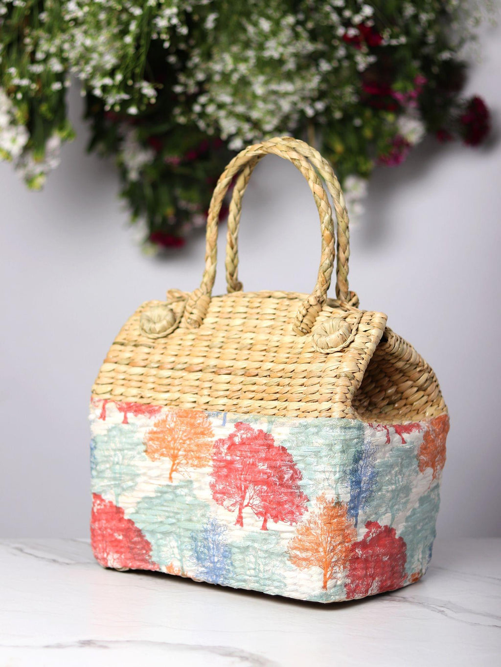 Seagrass Food Carrier Basket for Park Picnics & Weekend Trips