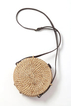 Handwoven Round Rattan Sling Bag for Boho Chic, Travel, and Everyday Style