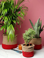 Set of 3 Jute Storage Basket for Toys, Towels, or Indoor Plants