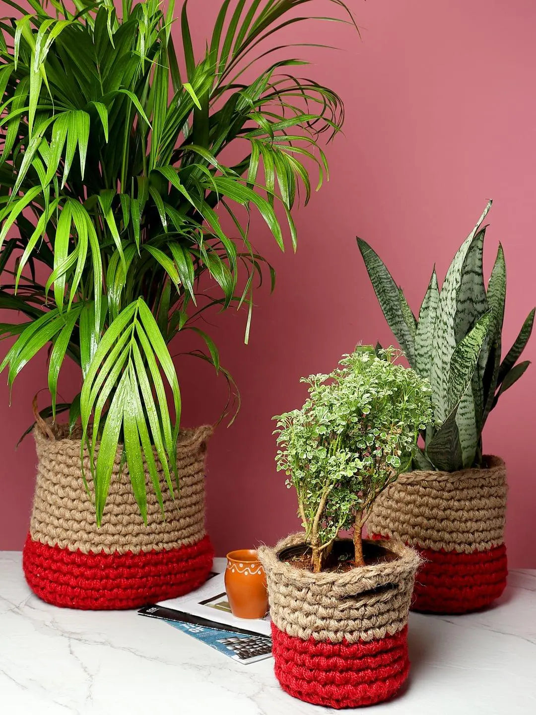 Set of 3 Jute Storage Basket for Toys, Towels, or Indoor Plants