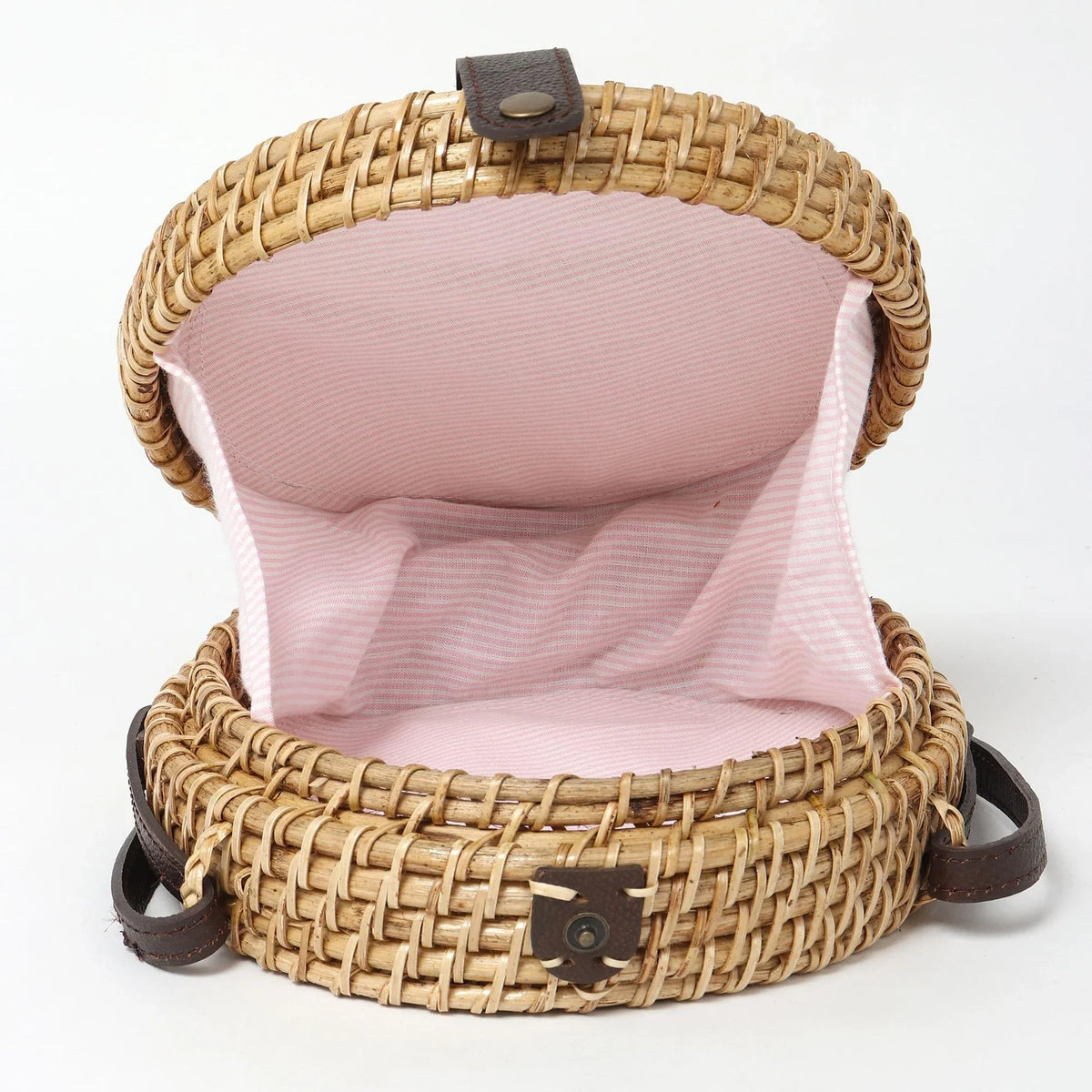 Handwoven Round Rattan Sling Bag for Boho Chic, Travel, and Everyday Style