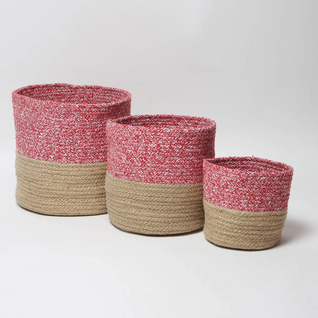 Handcrafted Set of 3 Jute Basket for Plants or Organizing