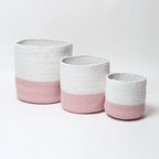 Set of 3 Dual-Use Cotton Basket for Home Decor & Storage