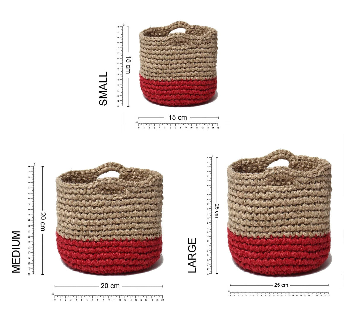 Set of 3 Jute Storage Basket for Toys, Towels, or Indoor Plants