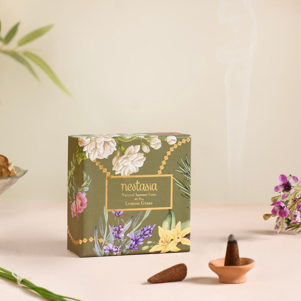 Lemongrass Aromatic Incense Cones Pack Of 40 Nestasia