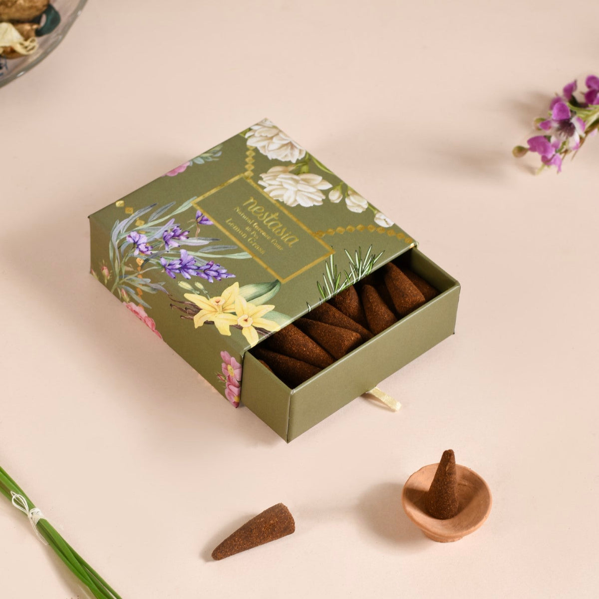 Lemongrass Aromatic Incense Cones Pack Of 40 Nestasia