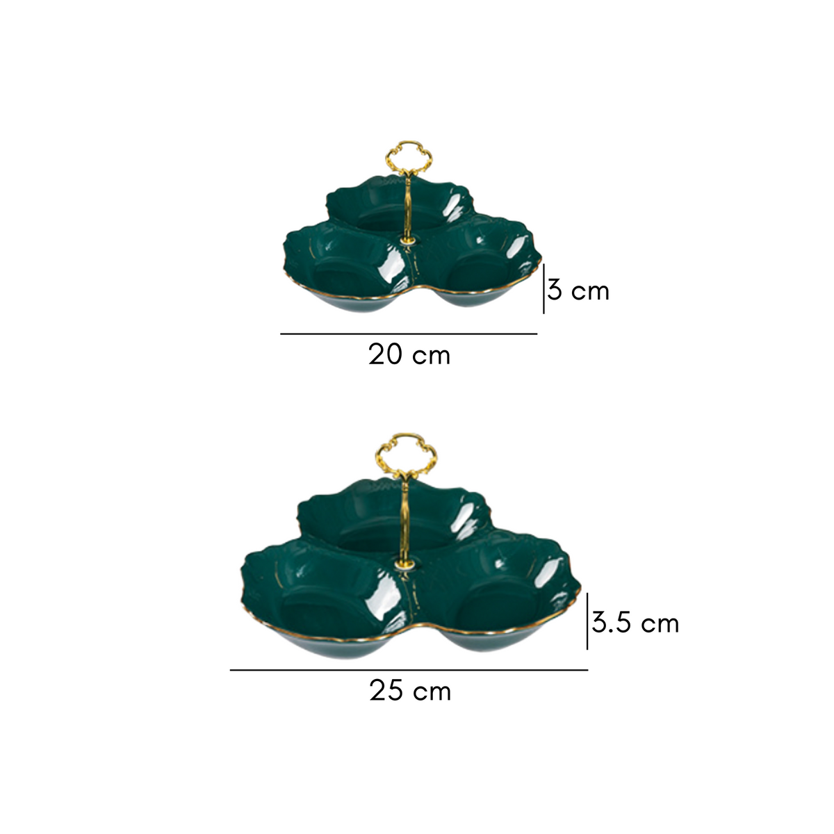 Dessert O' Clock Emerald Two Tier Golden Platter Nestasia