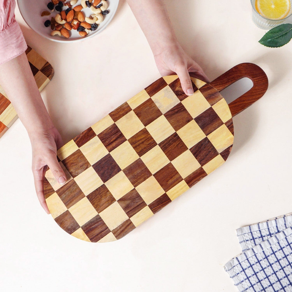 Atelier Serve And Slice Checkered Capsule Cheese Board 47x20cm Nestasia