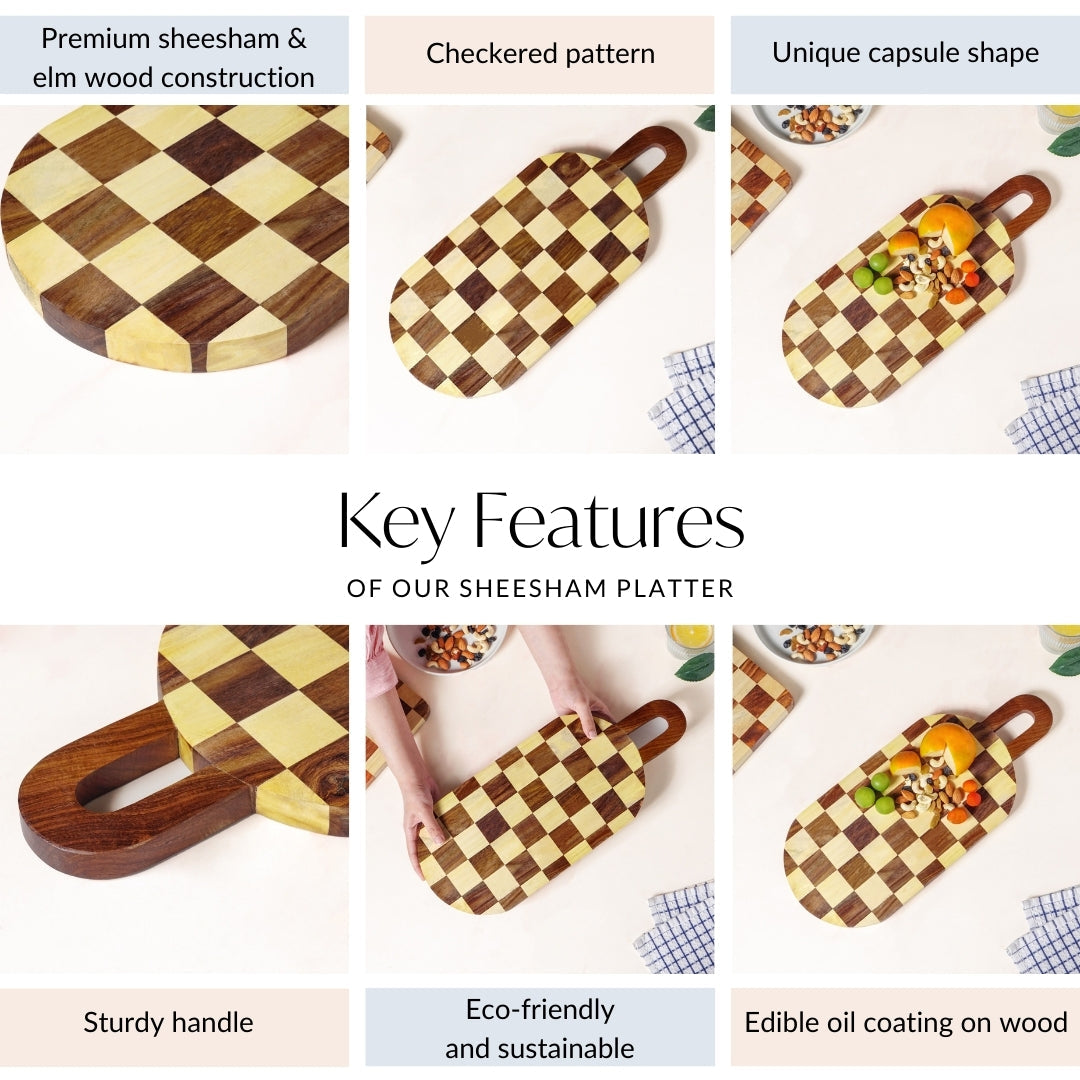 Atelier Serve And Slice Checkered Capsule Cheese Board 47x20cm Nestasia