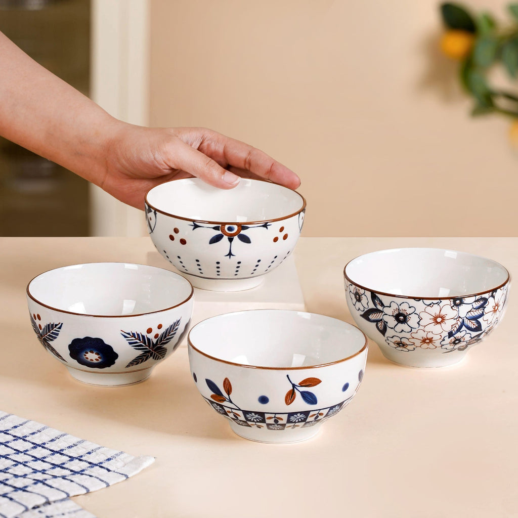Indie Ceramic Snack Bowl Set Of 4 350ml Nestasia