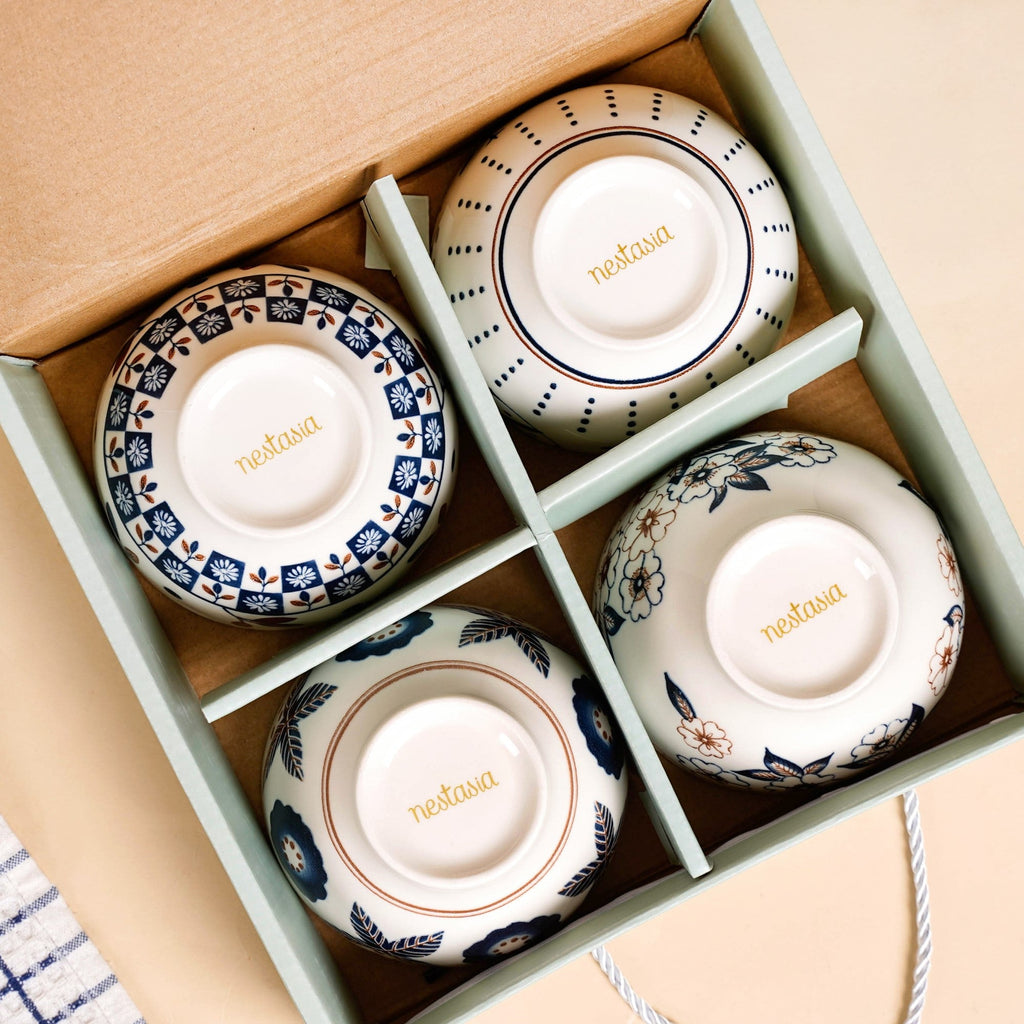 Indie Ceramic Snack Bowl Set Of 4 350ml Nestasia