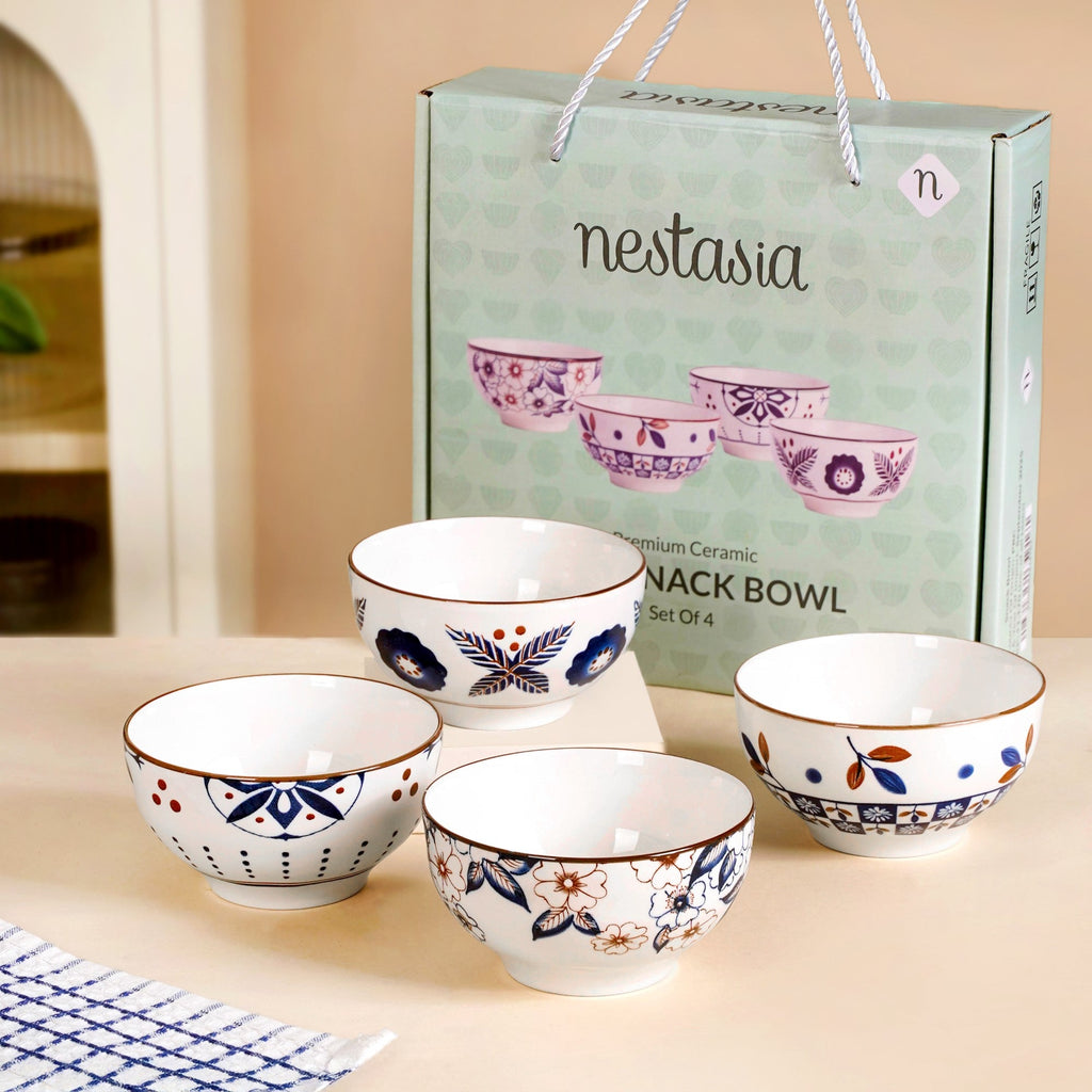 Indie Ceramic Snack Bowl Set Of 4 350ml Nestasia