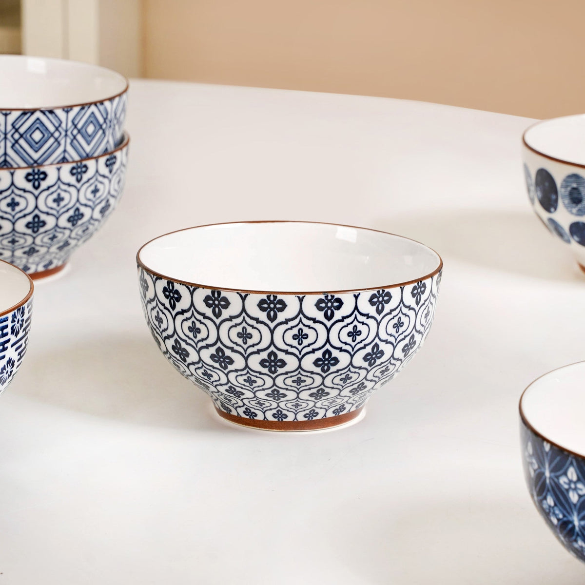 Indigo Ceramic Snack Bowl Set Of 6 350ml Nestasia