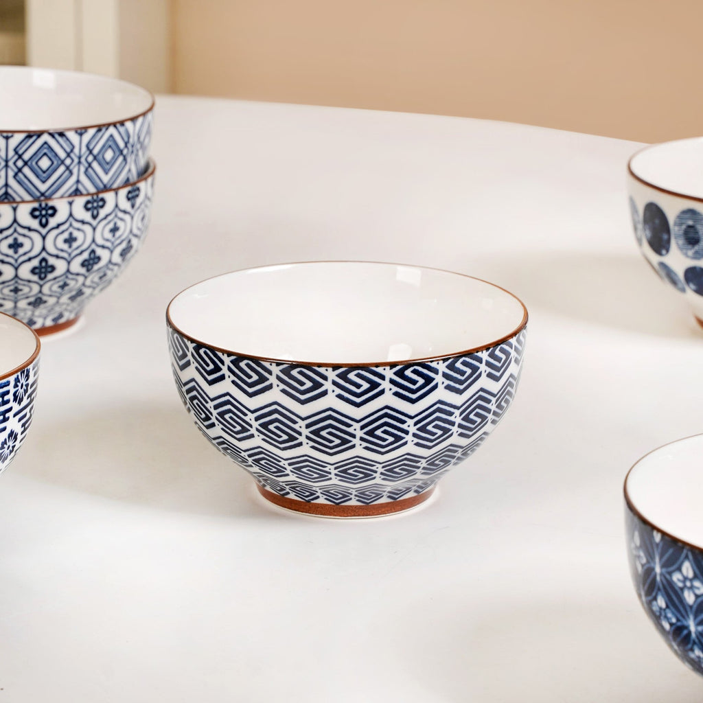 Indigo Ceramic Snack Bowl Set Of 6 350ml Nestasia