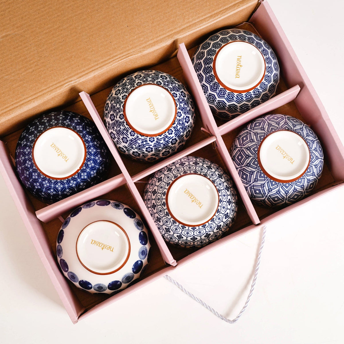 Indigo Ceramic Snack Bowl Set Of 6 350ml Nestasia
