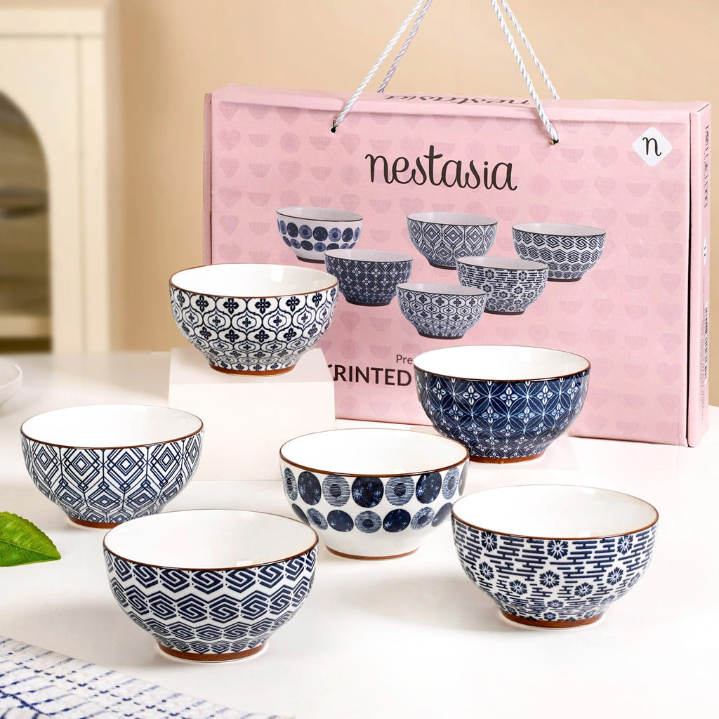 Indigo Ceramic Snack Bowl Set Of 6 350ml Nestasia