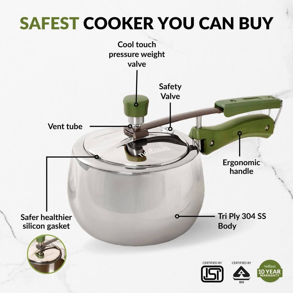 Zesta Induction Safe Triply Stainless Steel Pressure Cooker 3 Litre Nestasia