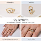 Infinite Radiance Adjustable Gold Ring Nestasia