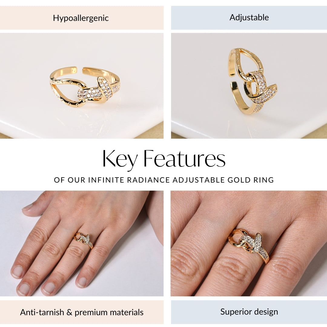 Infinite Radiance Adjustable Gold Ring Nestasia