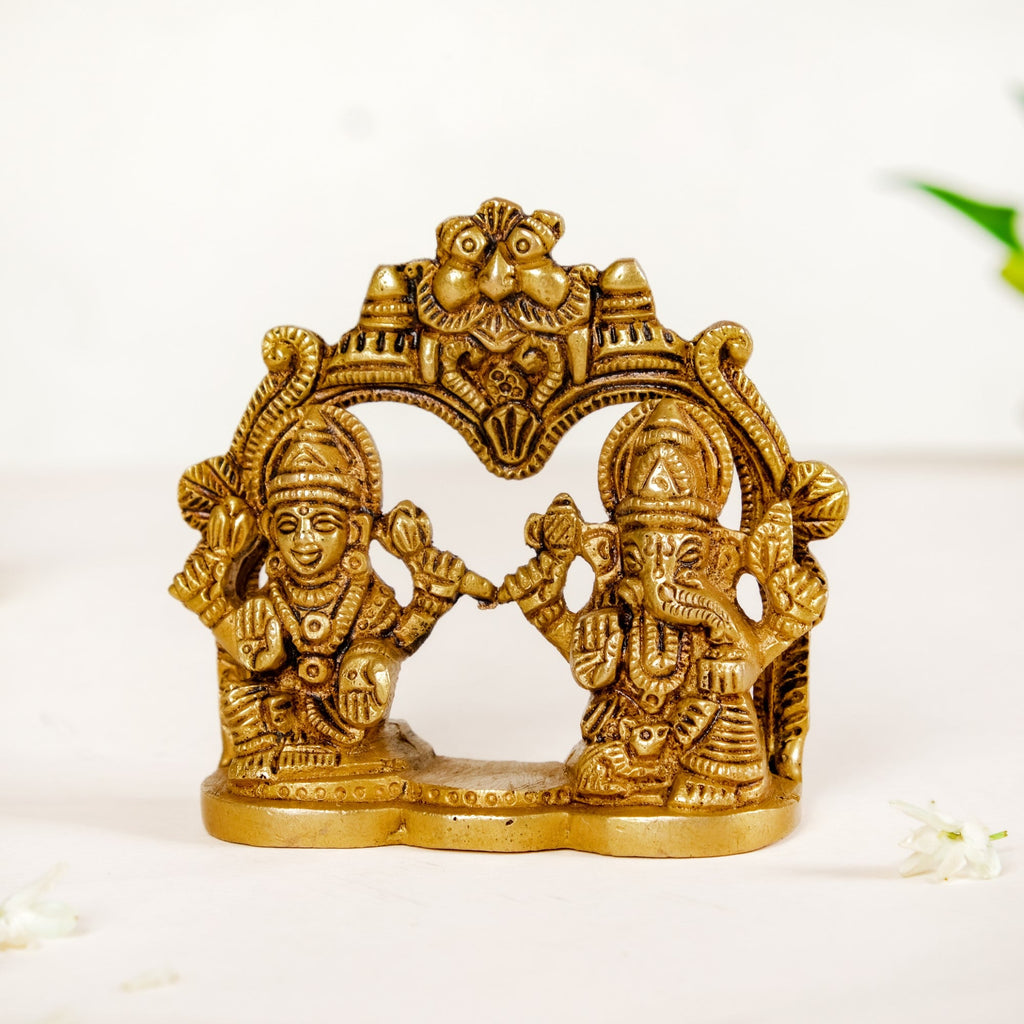 Divine Ganesh Laxmi Brass Idol 8cm Nestasia