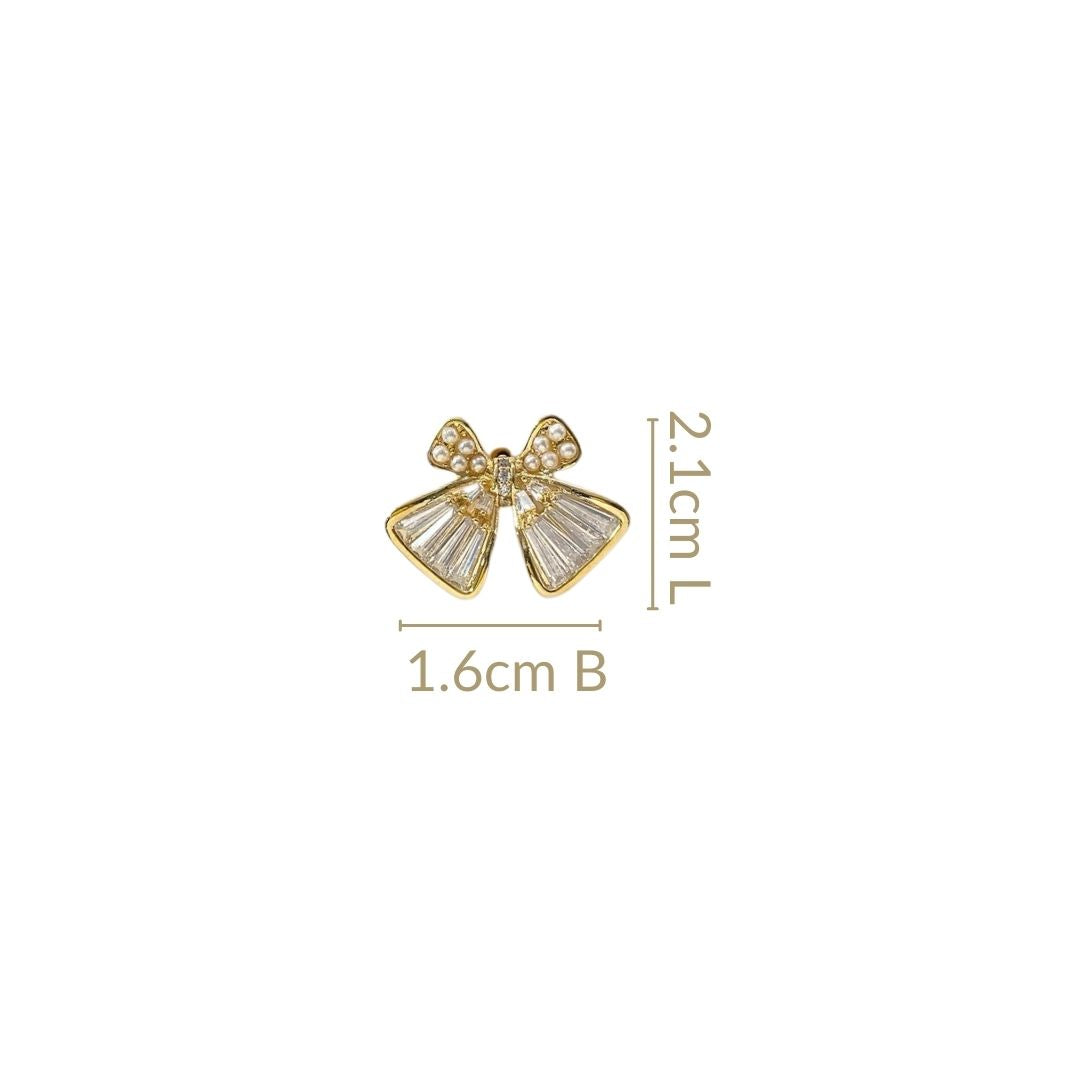 Iridescent Pearl Bow Stud Earrings Nestasia