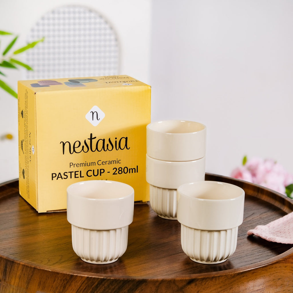 Ivory Cream Stackable Cup Set Of 4 280ml Nestasia