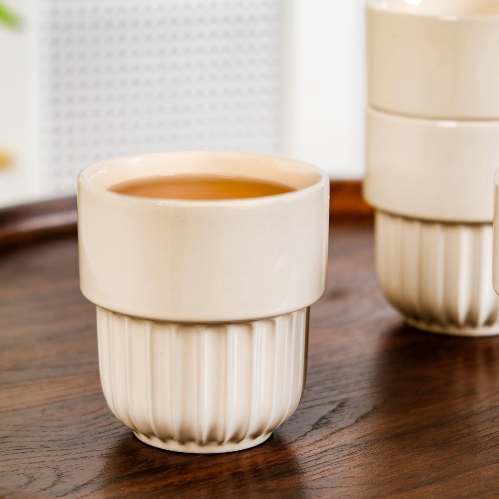 Ivory Cream Stackable Cup Set Of 4 280ml Nestasia