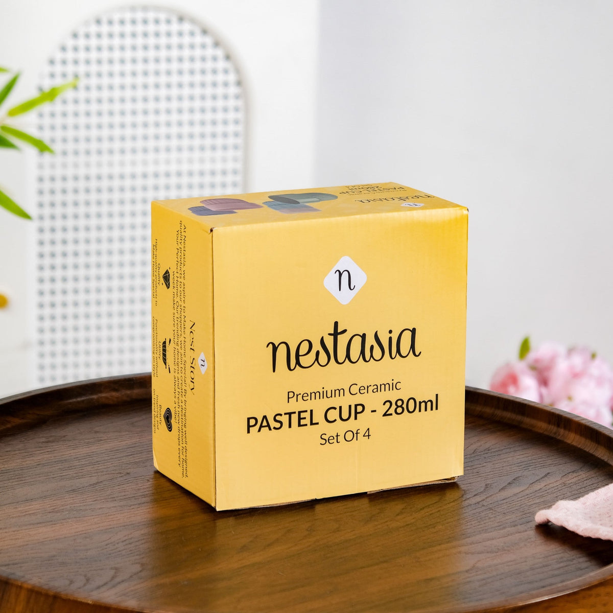 Ivory Cream Stackable Cup Set Of 4 280ml Nestasia