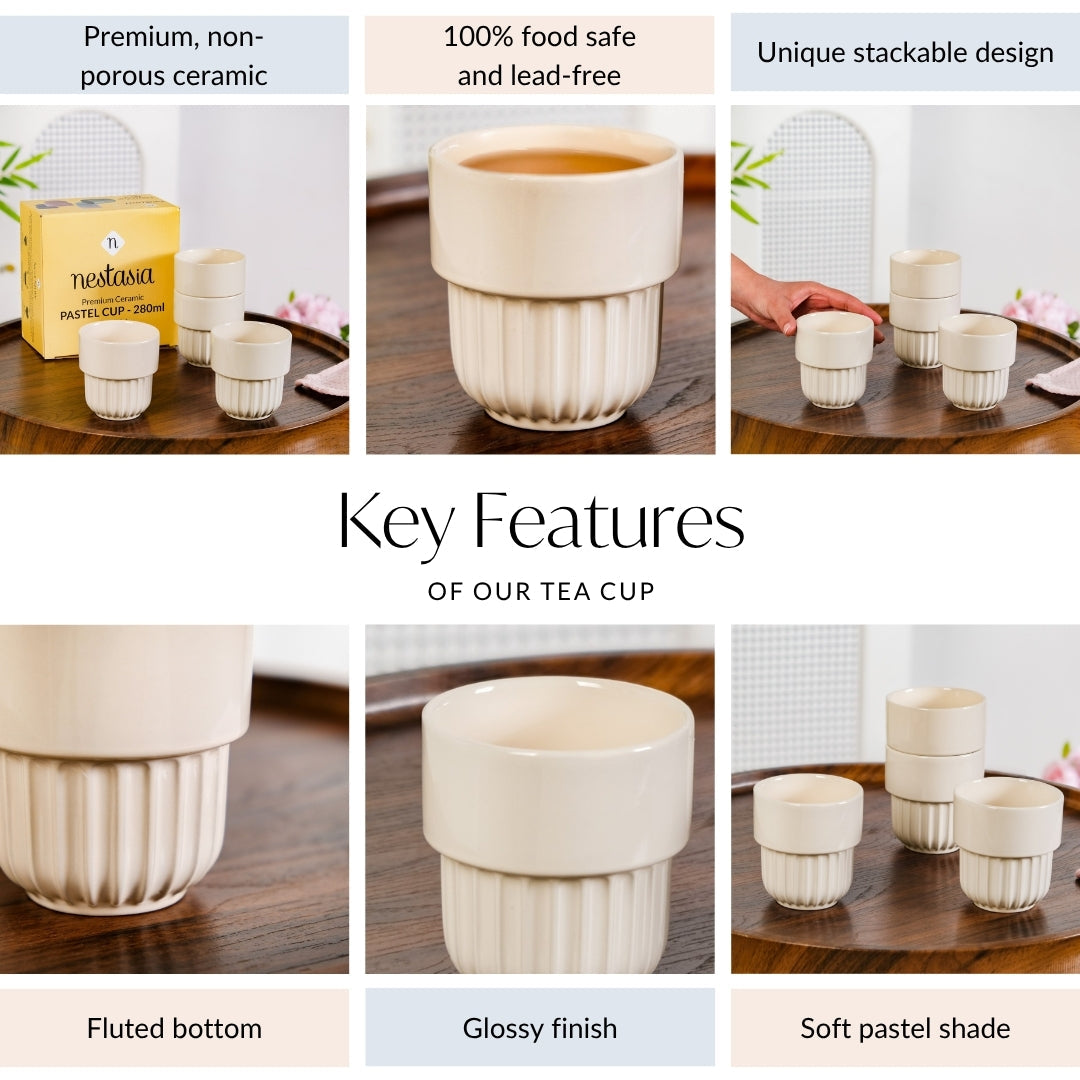 Ivory Cream Stackable Cup Set Of 4 280ml Nestasia