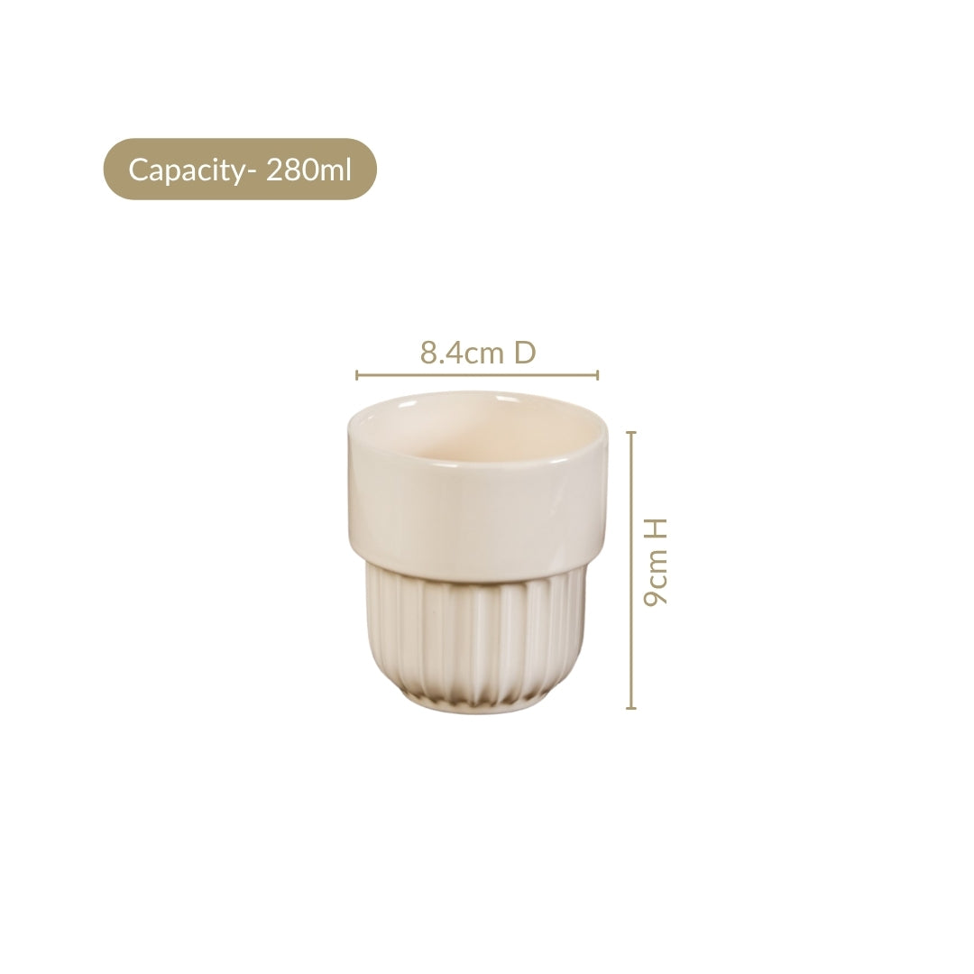 Ivory Cream Stackable Cup Set Of 4 280ml Nestasia