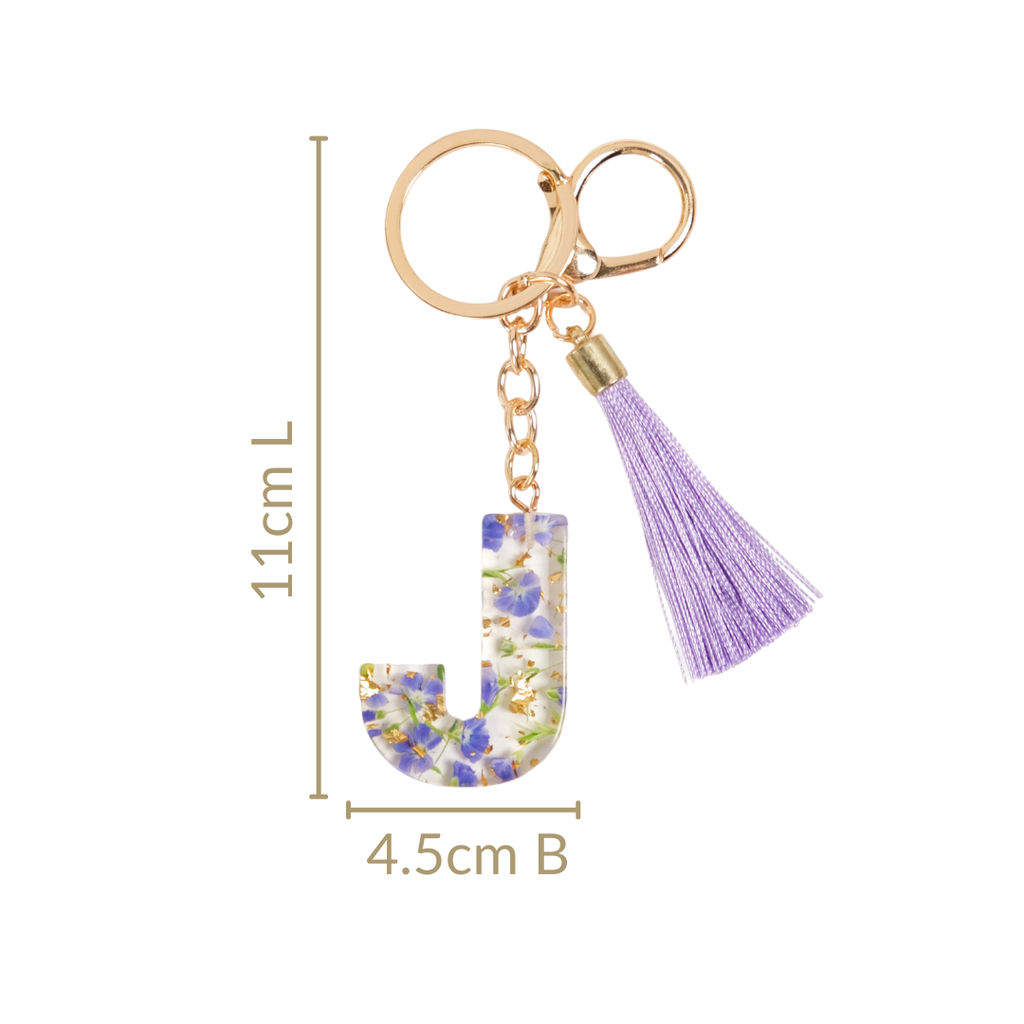 Botanical Harmony Letter J Resin Art Keychain Nestasia