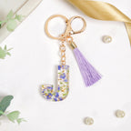 Botanical Harmony Letter J Resin Art Keychain Nestasia