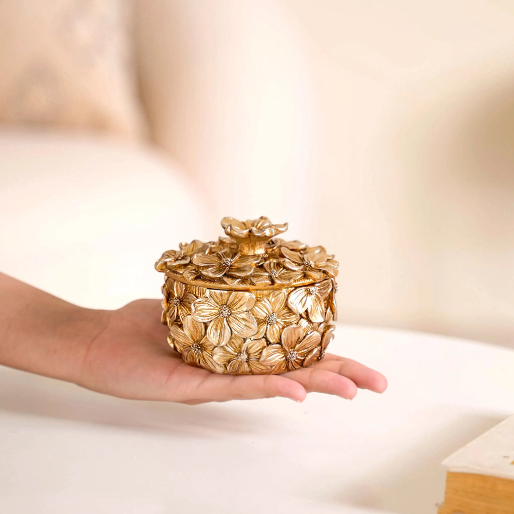 Floral 3D Trinket Jar Antique Bronze Nestasia