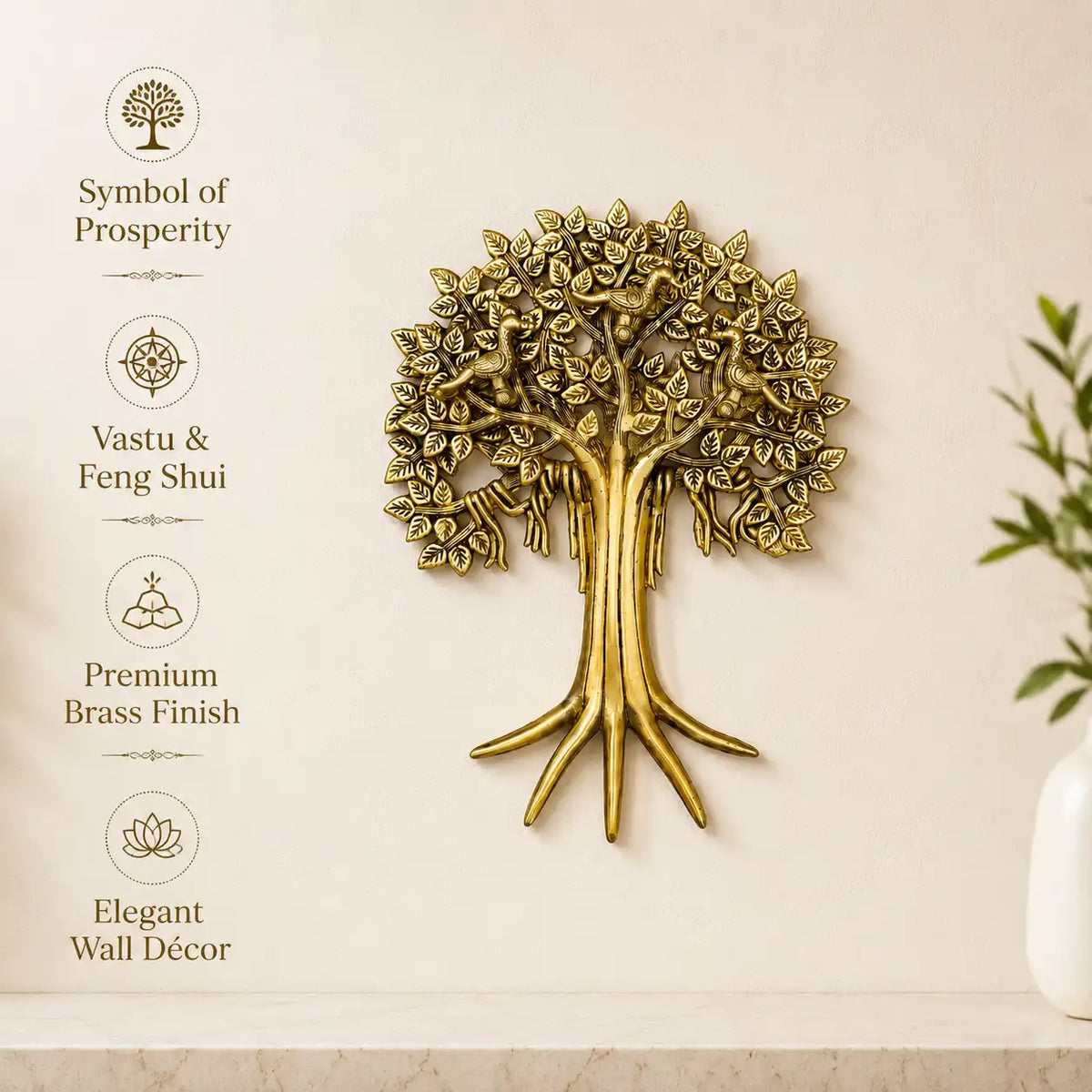Brass Kalpvriksha Wall Hanging  (13.5 Inch) Vedansh Craft