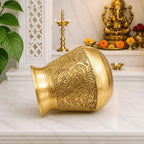 Brass Handcrafted Royal leaf Pooja Kalash Vedansh Craft