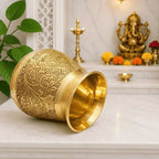 Brass Handcrafted Royal leaf Pooja Kalash Vedansh Craft