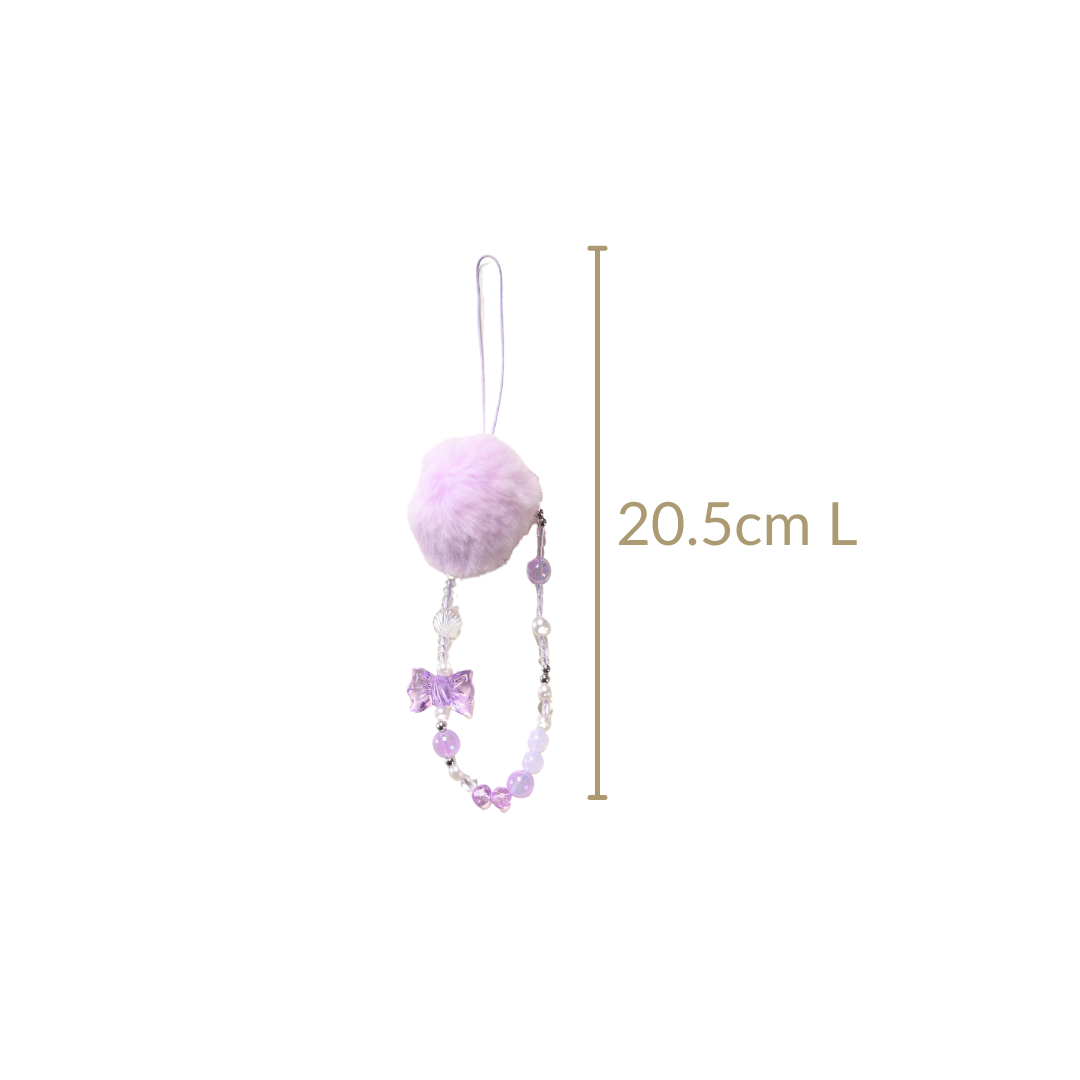 Purple Puff Pom Pom Phone Charm Strap Nestasia
