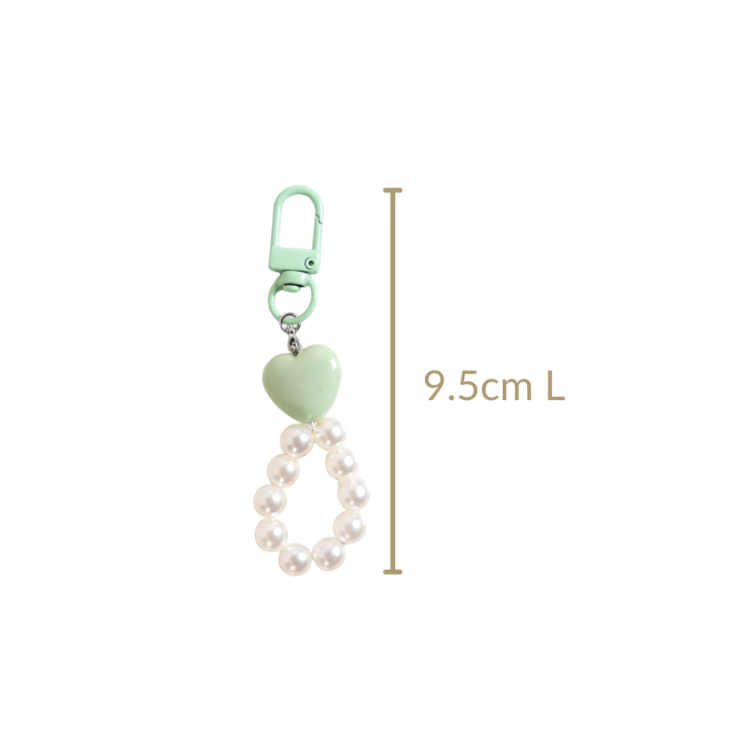 Green Sweetheart And Pearl Keychain Nestasia