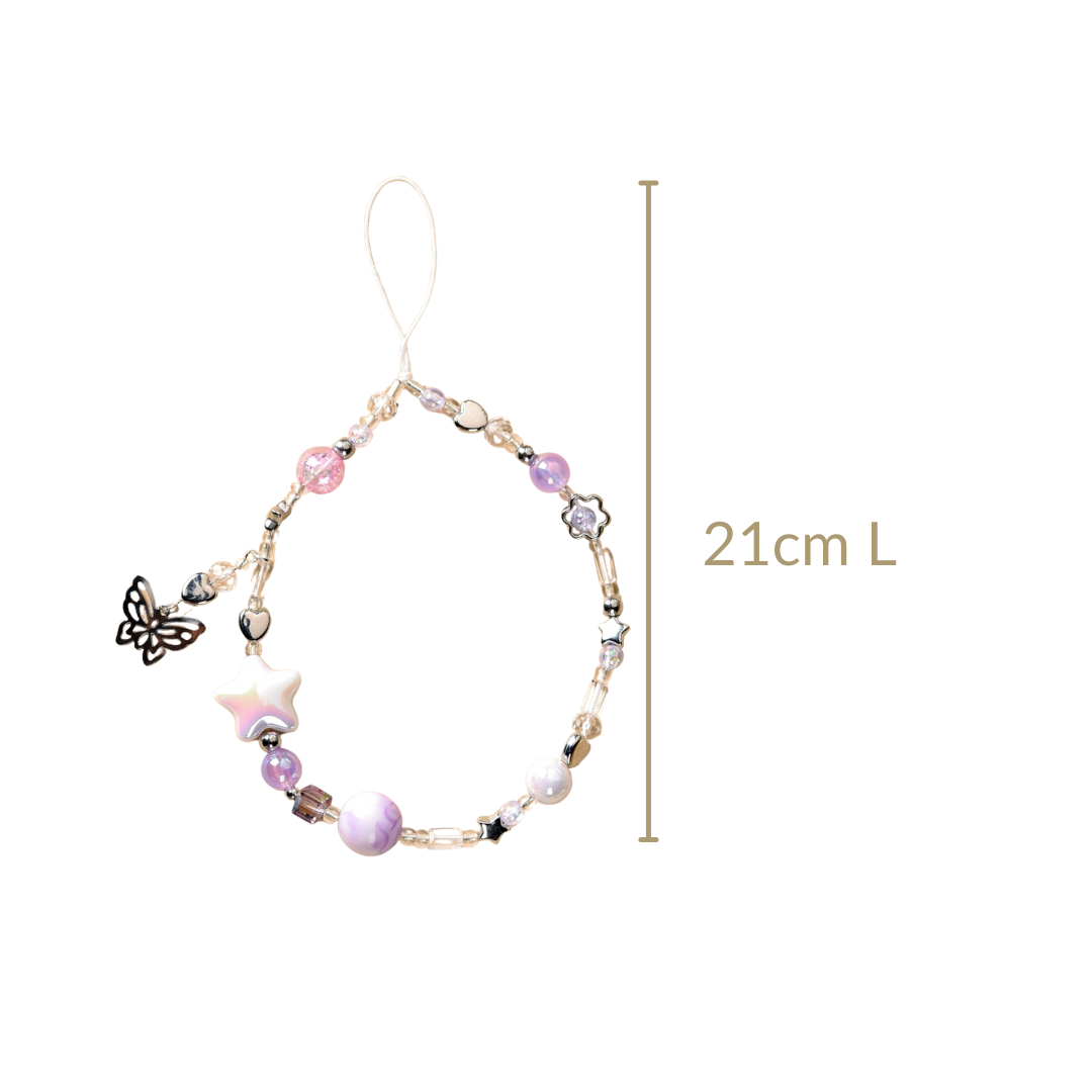 Purple Haze Phone Lanyard With Butterfly Charm Nestasia