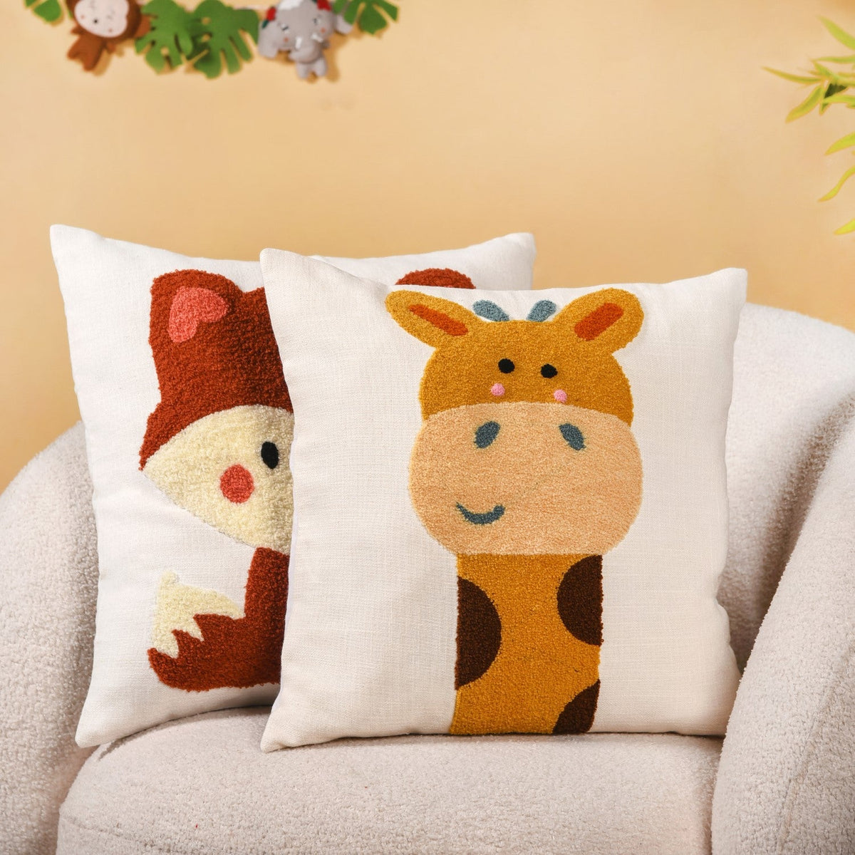 Savanna Stories Embroidered Cushion Cover Set Of 2 40x40cm Nestasia