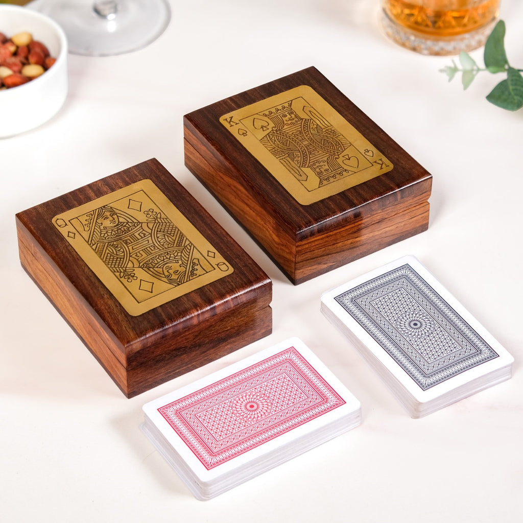 King And Queen Card Holder Set Of 2 With Playing Cards Nestasia