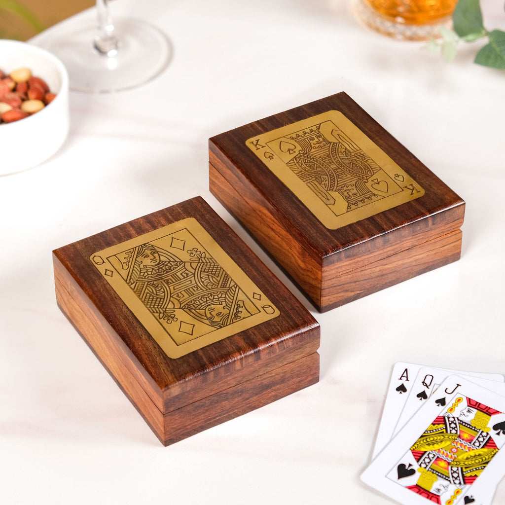 King And Queen Card Holder Set Of 2 With Playing Cards Nestasia