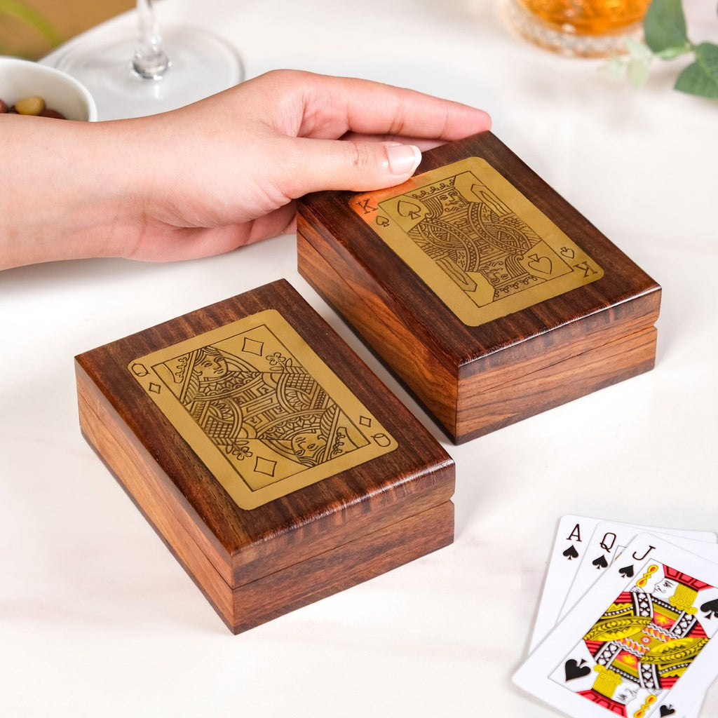 King And Queen Card Holder Set Of 2 With Playing Cards Nestasia